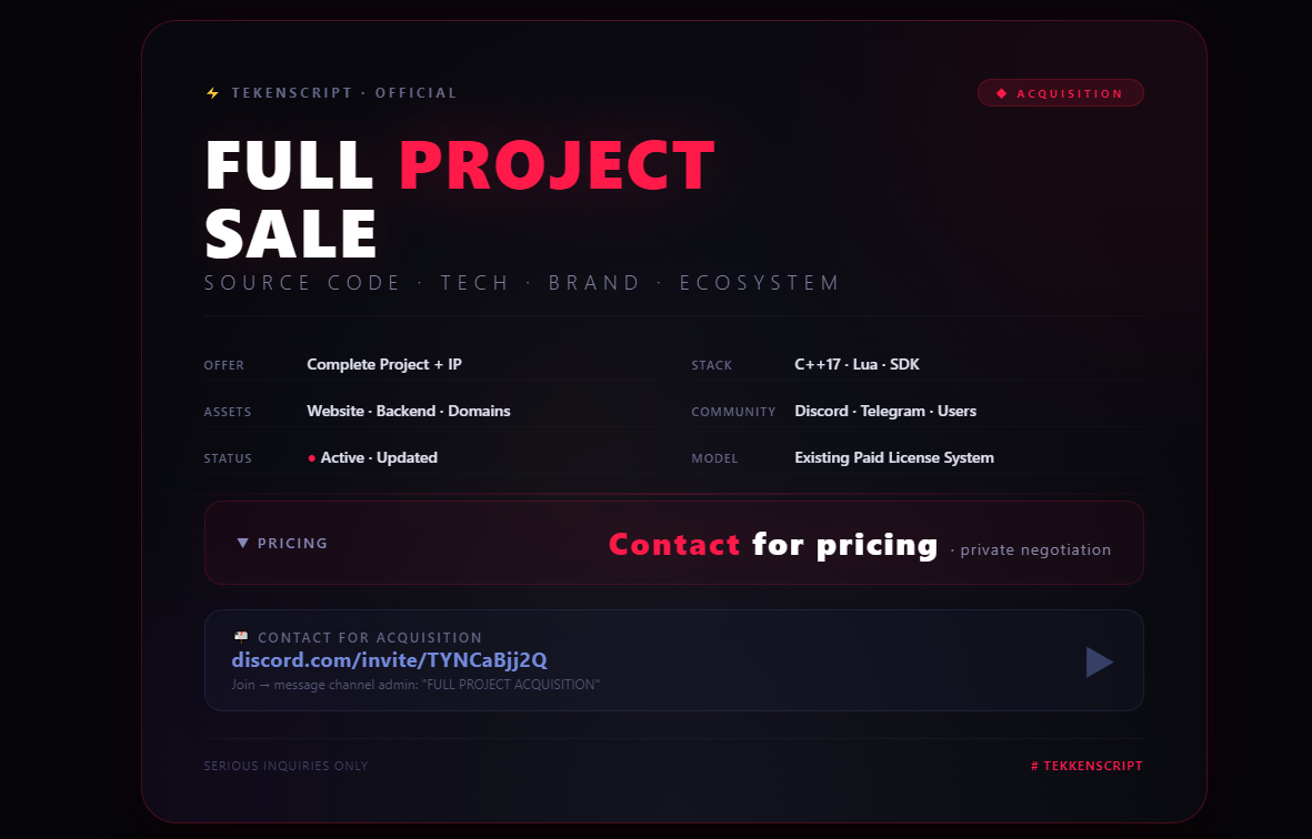 TekkenScript — Important Notice for Existing Users & Customers